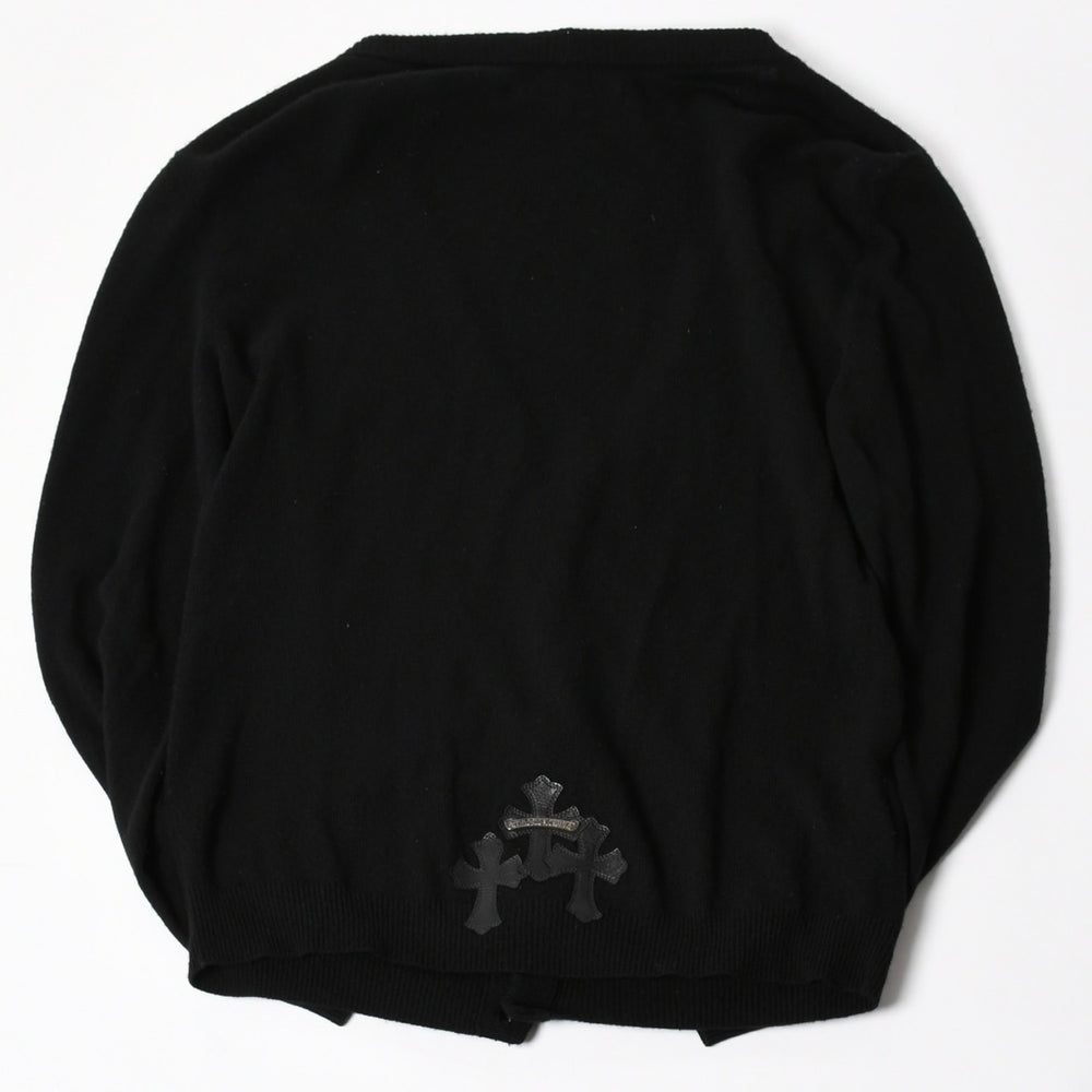CHROME HEARTS Knit Cardigan Cross Ball Button Size M Cross Patch Cashmere Black Silver 925 Good Condition Used 4a004644