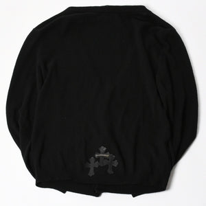 CHROME HEARTS クロムハーツ ニットカーディガン クロスボールボタン サイズM クロスパッチ カシミヤ ブラック シルバー925 美品 中古 4a004644