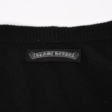 画像をギャラリービューアに読み込む, CHROME HEARTS クロムハーツ ニットカーディガン クロスボールボタン サイズM クロスパッチ カシミヤ ブラック シルバー925 美品 中古 4a004644