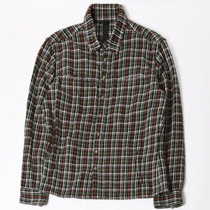 CHROME HEARTS クロムハーツ ルーズエンド フランネルチェックシャツ ブラック レッド ホワイト グリーン シルバー925Mサイズ 美品 中古 4a004643