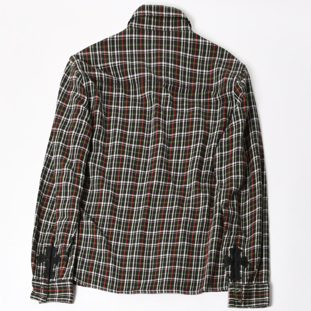 CHROME HEARTS Loose End Flannel Check Shirt Black Red White Green Silver 925M Size Good Condition Used 4a004643