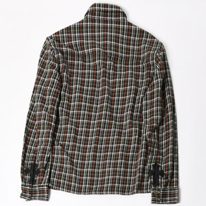 CHROME HEARTS クロムハーツ ルーズエンド フランネルチェックシャツ ブラック レッド ホワイト グリーン シルバー925Mサイズ 美品 中古 4a004643