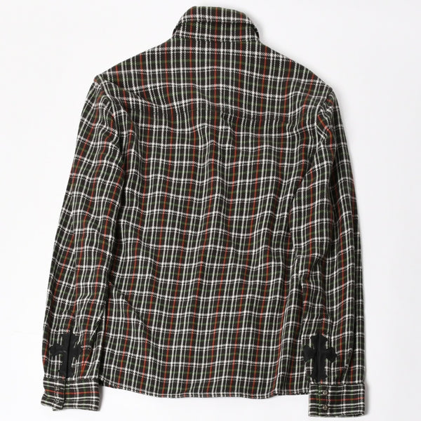 CHROME HEARTS クロムハーツ ルーズエンド フランネルチェックシャツ ブラック レッド ホワイト グリーン シルバー925Mサイズ 美品 中古 4a004643