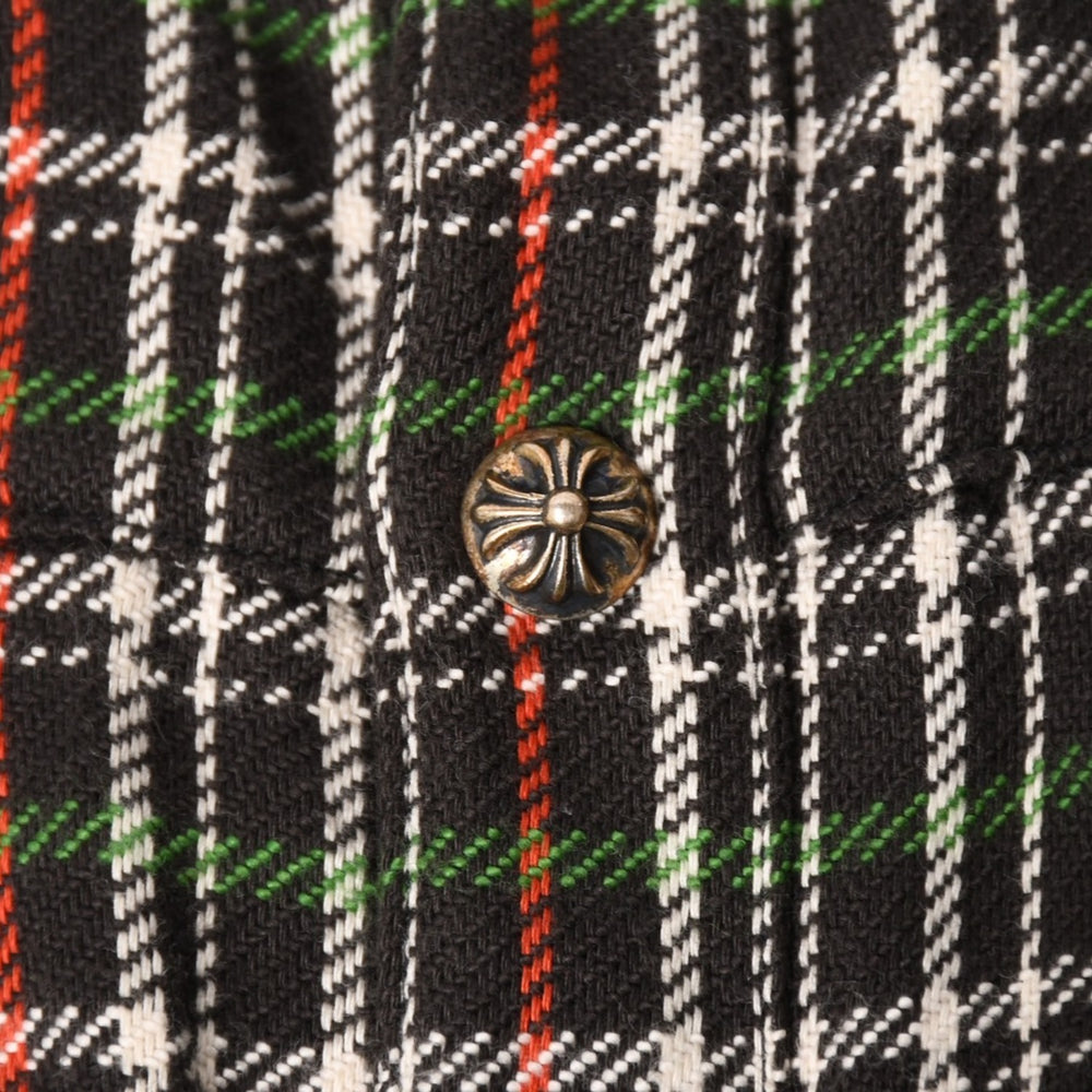 CHROME HEARTS Loose End Flannel Check Shirt Black Red White Green Silver 925M Size Good Condition Used 4a004643