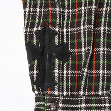 画像をギャラリービューアに読み込む, CHROME HEARTS クロムハーツ ルーズエンド フランネルチェックシャツ クロスボールボタン ブラック レッド ホワイト グリーン シルバー925 CHクロス レザーパッチ Mサイズ 美品 中古 4a004643