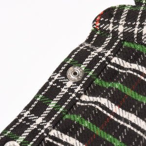 CHROME HEARTS クロムハーツ ルーズエンド フランネルチェックシャツ ブラック レッド ホワイト グリーン シルバー925Mサイズ 美品 中古 4a004643