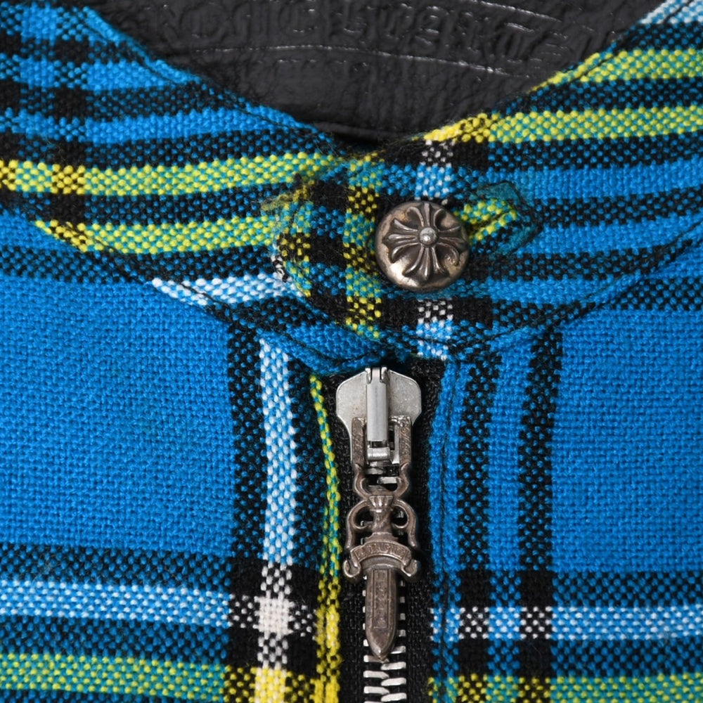CHROME HEARTS クロムハーツ EZ RIDER プルオーバー タータンチェック柄 ハーフジップ イエロー ブルー ブラック Mサイズ 美品 中古 4a004648