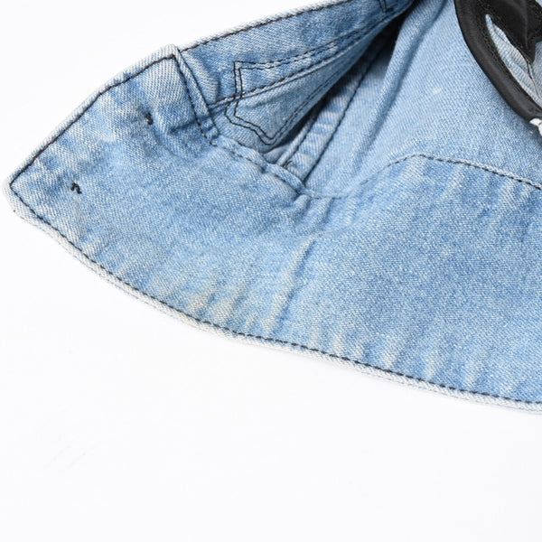 CHROME HEARTS Y NOT Cross Ball Button LAST BITE Denim Shirt Light Blue Denim Shirt M Size Silver 925 Good Used 4a004638