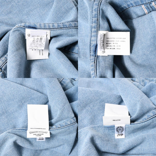 CHROME HEARTS Y NOT Cross Ball Button LAST BITE Denim Shirt Light Blue Denim Shirt M Size Silver 925 Good Used 4a004638