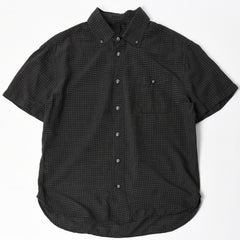 CHROME HEARTS Cross Ball Button Short Sleeve Graph Check Shirt Concho Button Black Gray M Size Plaid Pattern Silver 925 Good Used 4a004650