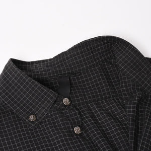 CHROME HEARTS Cross Ball Button Short Sleeve Graph Check Shirt Concho Button Black Gray M Size Plaid Pattern Silver 925 Good Used 4a004650