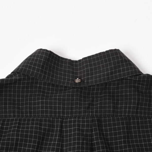 CHROME HEARTS Cross Ball Button Short Sleeve Graph Check Shirt Concho Button Black Gray M Size Plaid Pattern Silver 925 Good Used 4a004650