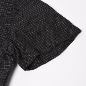 CHROME HEARTS Cross Ball Button Short Sleeve Graph Check Shirt Concho Button Black Gray M Size Plaid Pattern Silver 925 Good Used 4a004650