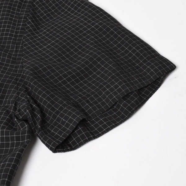 CHROME HEARTS Cross Ball Button Short Sleeve Graph Check Shirt Concho Button Black Gray M Size Plaid Pattern Silver 925 Good Used 4a004650