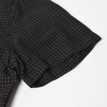 画像をギャラリービューアに読み込む, CHROME HEARTS クロムハーツ クロスボールボタン半袖グラフチェックシャツ コンチョボタン ブラック グレー Mサイズ 格子柄 シルバー925 良品 中古 4a004650