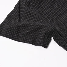 画像をギャラリービューアに読み込む, CHROME HEARTS クロムハーツ クロスボールボタン半袖グラフチェックシャツ コンチョボタン ブラック グレー Mサイズ 格子柄 シルバー925 良品 中古 4a004650