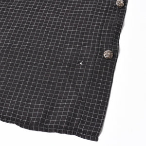 CHROME HEARTS Cross Ball Button Short Sleeve Graph Check Shirt Concho Button Black Gray M Size Plaid Pattern Silver 925 Good Used 4a004650