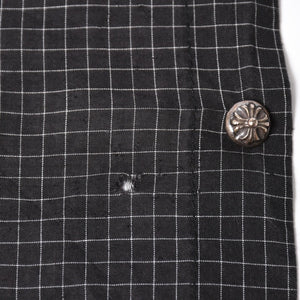 CHROME HEARTS Cross Ball Button Short Sleeve Graph Check Shirt Concho Button Black Gray M Size Plaid Pattern Silver 925 Good Used 4a004650