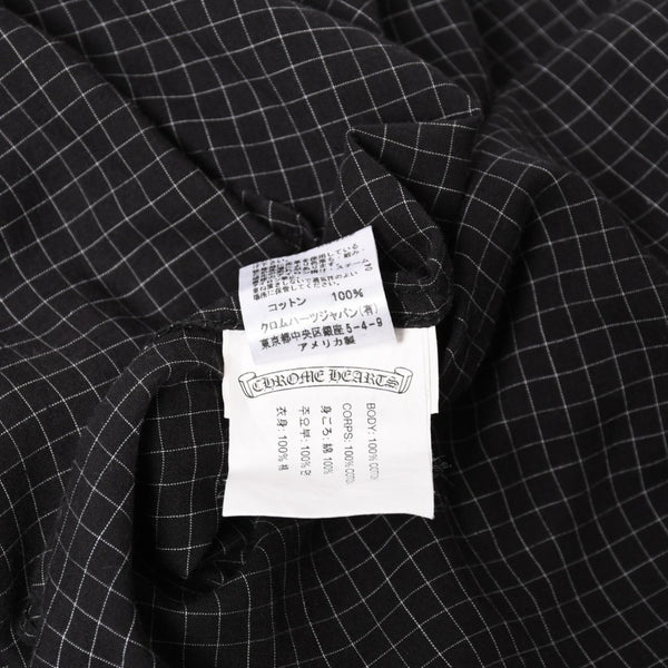 CHROME HEARTS Cross Ball Button Short Sleeve Graph Check Shirt Concho Button Black Gray M Size Plaid Pattern Silver 925 Good Used 4a004650