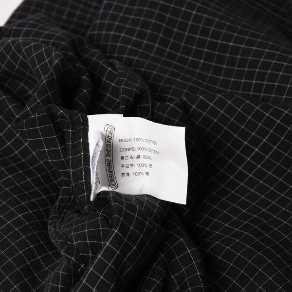 CHROME HEARTS Cross Ball Button Short Sleeve Graph Check Shirt Concho Button Black Gray M Size Plaid Pattern Silver 925 Good Used 4a004650