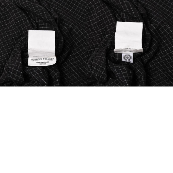 CHROME HEARTS Cross Ball Button Short Sleeve Graph Check Shirt Concho Button Black Gray M Size Plaid Pattern Silver 925 Good Used 4a004650