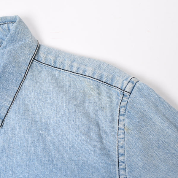 CHROME HEARTS Y NOT Cross Ball Button LAST BITE Denim Shirt Light Blue Denim Shirt M Size Silver 925 Good Used 4a004638