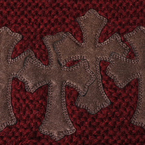 CHROME HEARTS Chrome Hearts Cross Patch Cashmere Fringe Muffler Stole Cross Patch Cemetery Cross Leather Patch Bordeaux Cashmere Good Condition Used 4a004641