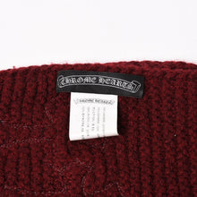 画像をギャラリービューアに読み込む, CHROME HEARTS クロムハーツ クロスパッチ カシミア フリンジ マフラー ストール クロスパッチ セメタリークロス レザーパッチ ボルドー カシミア 美品 中古 4a004641