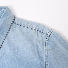 画像をギャラリービューアに読み込む, CHROME HEARTS クロムハーツ Y NOT Cross Ball Button LAST BITE Denim Shirt クロスボールボタン ライトブルー デニムシャツ Mサイズ シルバー925 良品 中古 4a004638