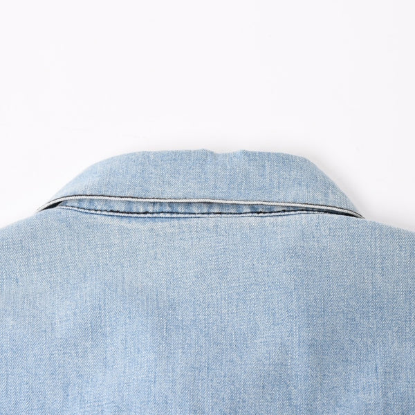 CHROME HEARTS Y NOT Cross Ball Button LAST BITE Denim Shirt Light Blue Denim Shirt M Size Silver 925 Good Used 4a004638