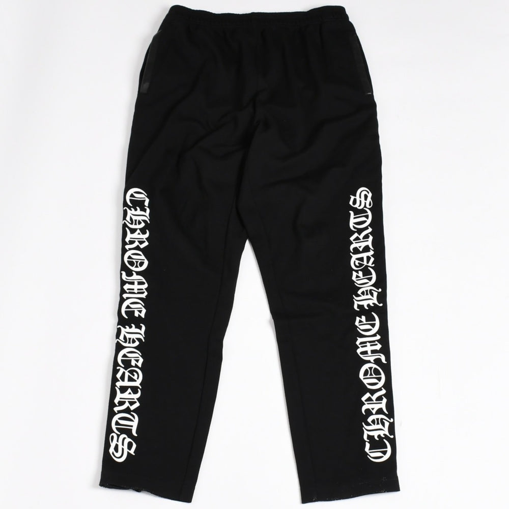 CHROME HEARTS Side Cross Ball Button Snap Track Pants Old English Font Black Leather S Size Silver 925 Good Condition Used 4a004640