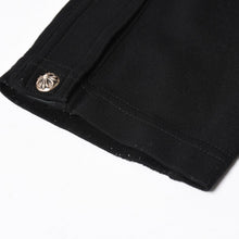 画像をギャラリービューアに読み込む, CHROME HEARTS クロムハーツ サイドクロスボールボタンスナップ トラックパンツ オールドイングリッシュフォント ブラック レザー Sサイズ シルバー925 美品 中古 4a004640