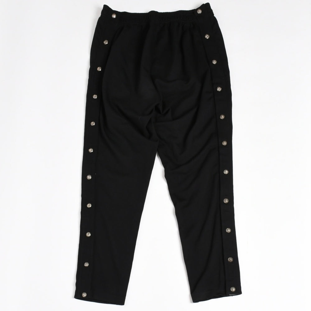 CHROME HEARTS Side Cross Ball Button Snap Track Pants Old English Font Black Leather S Size Silver 925 Good Condition Used 4a004640
