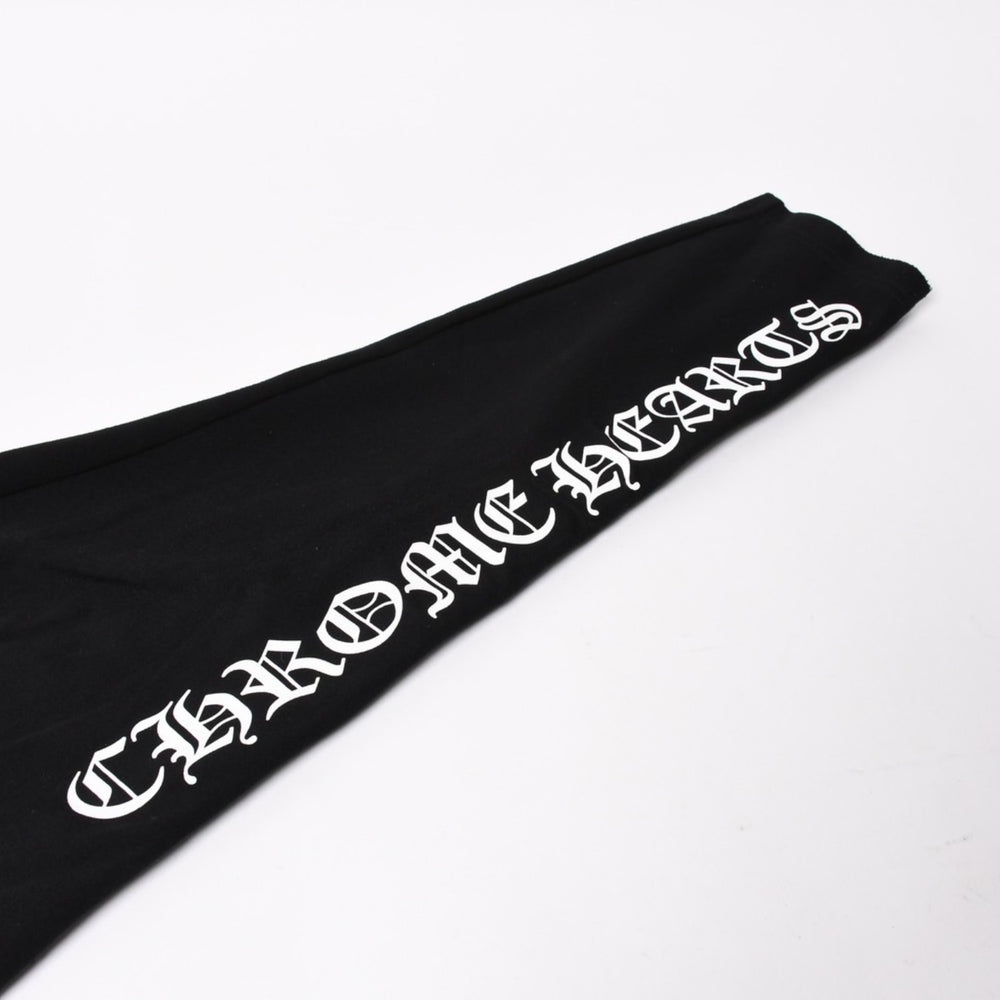 CHROME HEARTS Side Cross Ball Button Snap Track Pants Old English Font Black Leather S Size Silver 925 Good Condition Used 4a004640