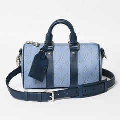 極美品 LOUIS VUITTON ルイヴィトン キーポル バンドリエール25 ハンドバッグ M14681 モノグラム ヘリテージ ブルー 中古 4a004659