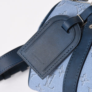 極美品 LOUIS VUITTON ルイヴィトン キーポル バンドリエール25 ハンドバッグ M14681 モノグラム ヘリテージ ブルー 中古 4a004659