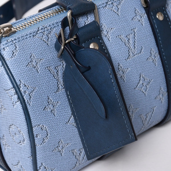 極美品 LOUIS VUITTON ルイヴィトン キーポル バンドリエール25 ハンドバッグ M14681 モノグラム ヘリテージ ブルー 中古 4a004659