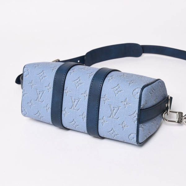 極美品 LOUIS VUITTON ルイヴィトン キーポル バンドリエール25 ハンドバッグ M14681 モノグラム ヘリテージ ブルー 中古 4a004659