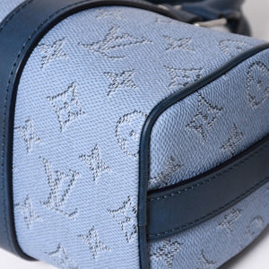 極美品 LOUIS VUITTON ルイヴィトン キーポル バンドリエール25 ハンドバッグ M14681 モノグラム ヘリテージ ブルー 中古 4a004659