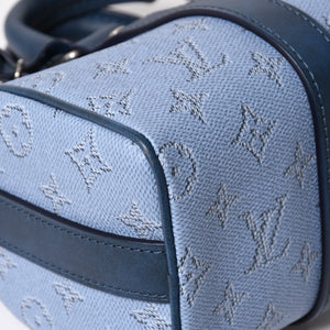 極美品 LOUIS VUITTON ルイヴィトン キーポル バンドリエール25 ハンドバッグ M14681 モノグラム ヘリテージ ブルー 中古 4a004659