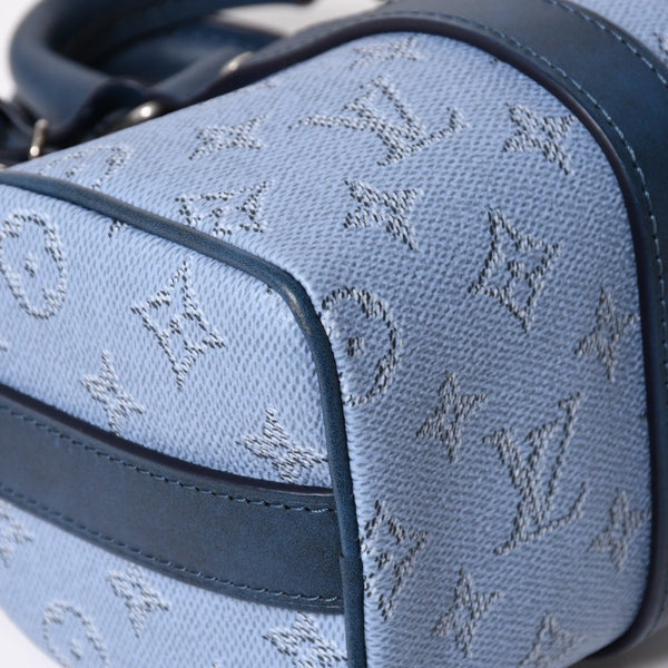極美品 LOUIS VUITTON ルイヴィトン キーポル バンドリエール25 ハンドバッグ M14681 モノグラム ヘリテージ ブルー 中古 4a004659