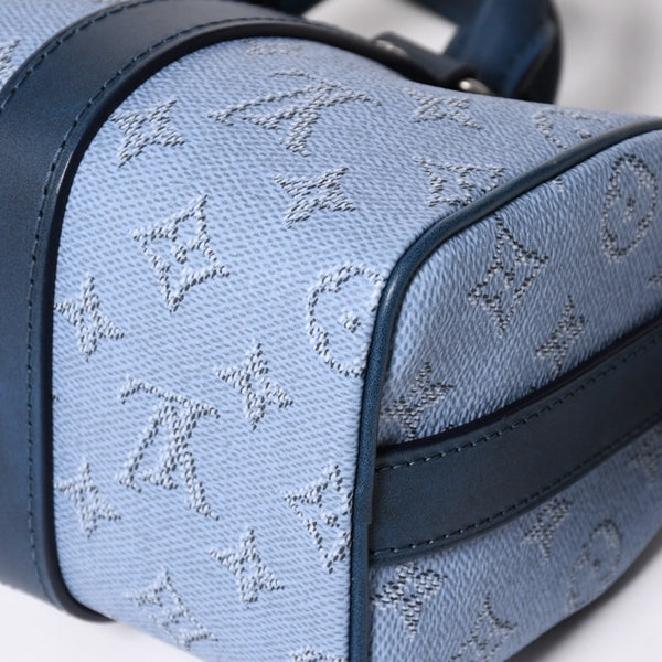 極美品 LOUIS VUITTON ルイヴィトン キーポル バンドリエール25 ハンドバッグ M14681 モノグラム ヘリテージ ブルー 中古 4a004659