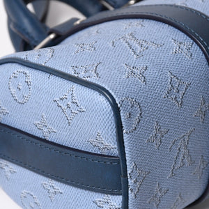極美品 LOUIS VUITTON ルイヴィトン キーポル バンドリエール25 ハンドバッグ M14681 モノグラム ヘリテージ ブルー 中古 4a004659