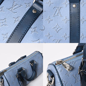 極美品 LOUIS VUITTON ルイヴィトン キーポル バンドリエール25 ハンドバッグ M14681 モノグラム ヘリテージ ブルー 中古 4a004659