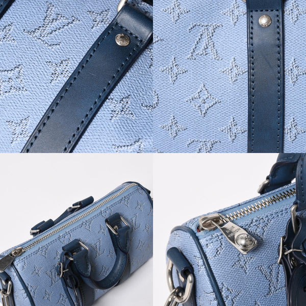 極美品 LOUIS VUITTON ルイヴィトン キーポル バンドリエール25 ハンドバッグ M14681 モノグラム ヘリテージ ブルー 中古 4a004659