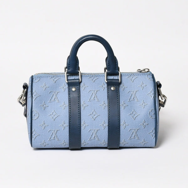 極美品 LOUIS VUITTON ルイヴィトン キーポル バンドリエール25 ハンドバッグ M14681 モノグラム ヘリテージ ブルー 中古 4a004659