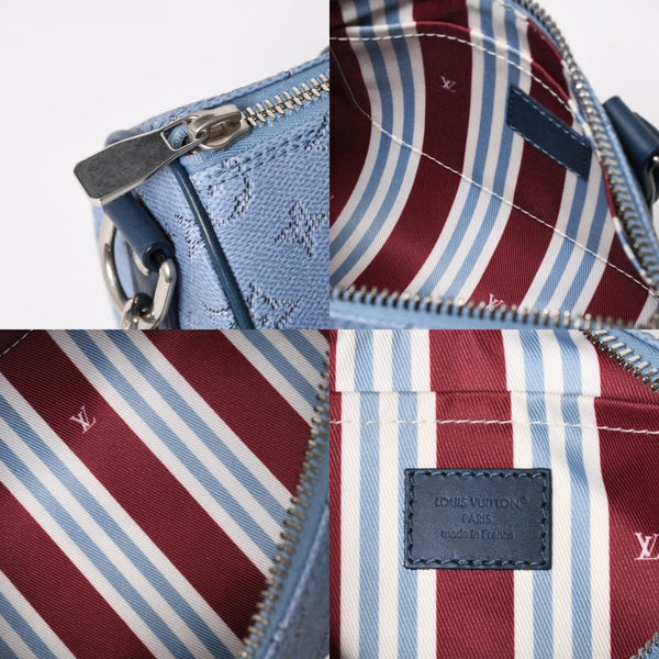 極美品 LOUIS VUITTON ルイヴィトン キーポル バンドリエール25 ハンドバッグ M14681 モノグラム ヘリテージ ブルー 中古 4a004659