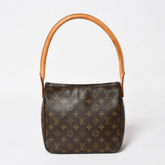 Very Good Condition LOUIS VUITTON Looping MM One Shoulder Bag M51146 Monogram PVC Leather Brown Gold Hardware Used 4a004678
