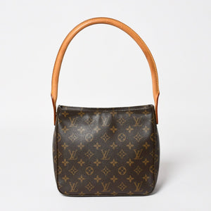 Very Good Condition LOUIS VUITTON Looping MM One Shoulder Bag M51146 Monogram PVC Leather Brown Gold Hardware Used 4a004678
