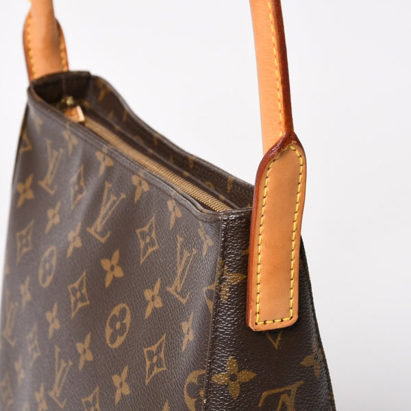 Very Good Condition LOUIS VUITTON Looping MM One Shoulder Bag M51146 Monogram PVC Leather Brown Gold Hardware Used 4a004678
